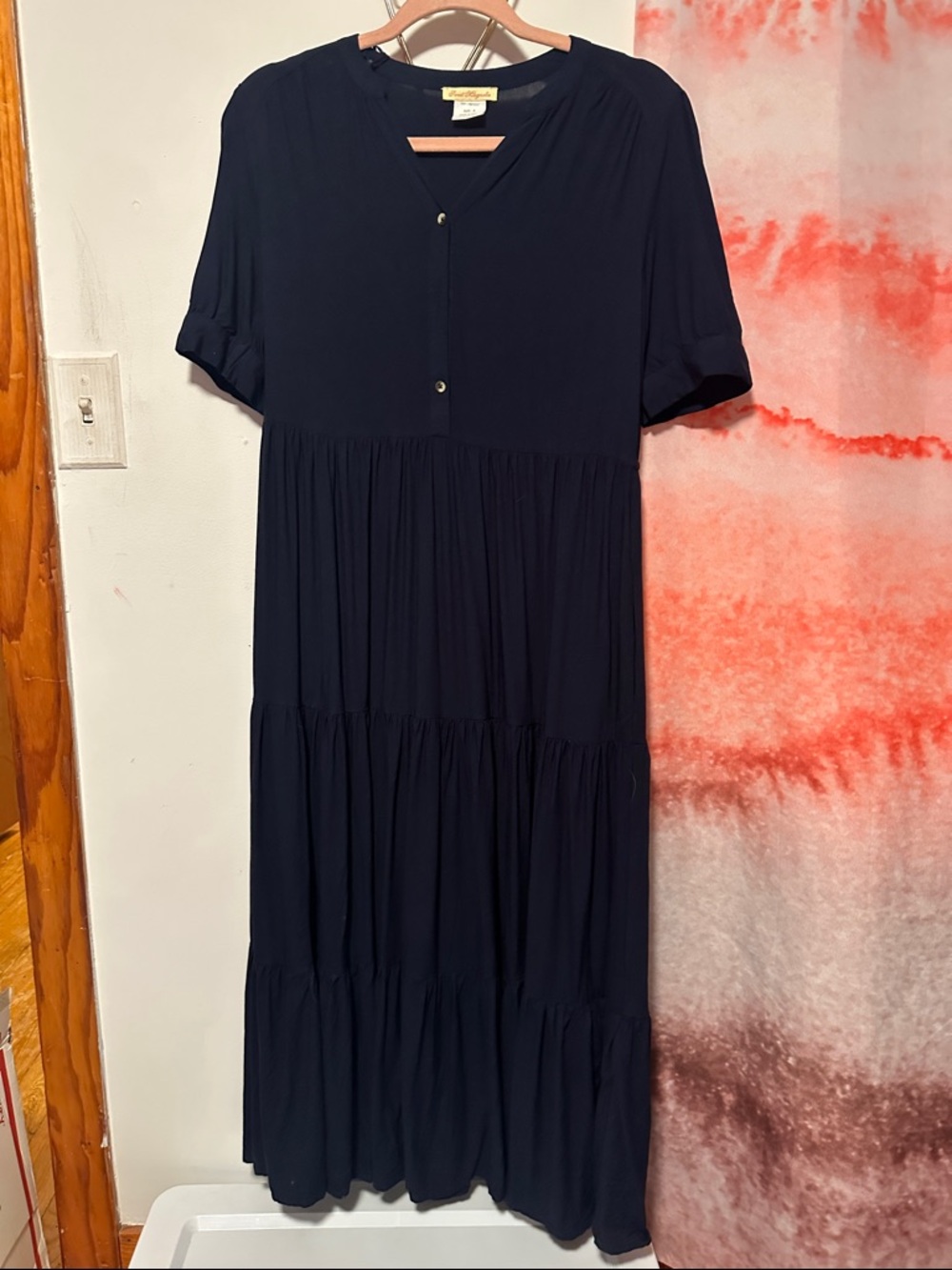 Sweet magnolia Navy Short-Sleeve Tiered Maxi Dress